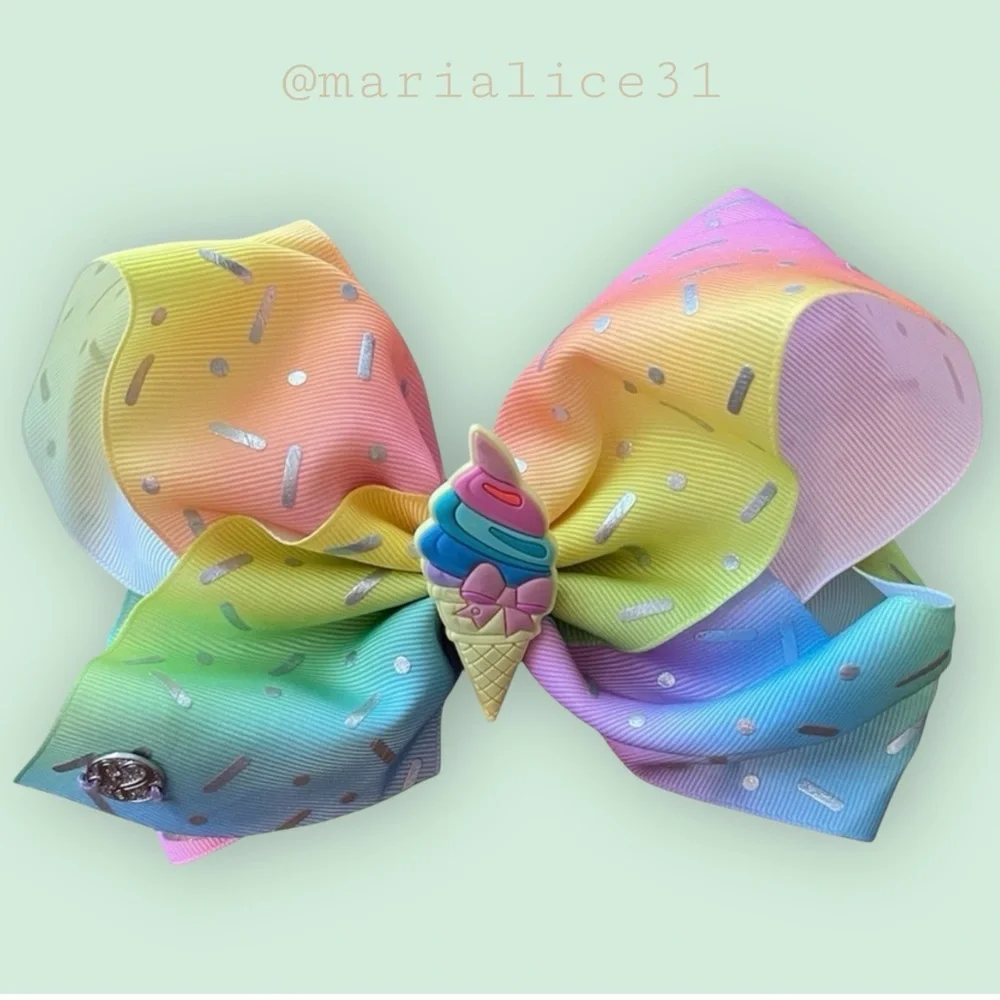 Rainbow Ice Cream Hair Bow for Kids. Never worn. Measurements in pictures. NWOT